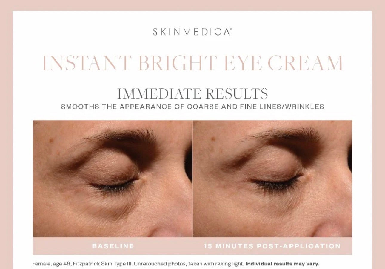 Skinmedica Instant Bright Eye Cream 0.5 fl oz. Brightening Dark Circles puffiness anti-aging Undereye Bags hollowing