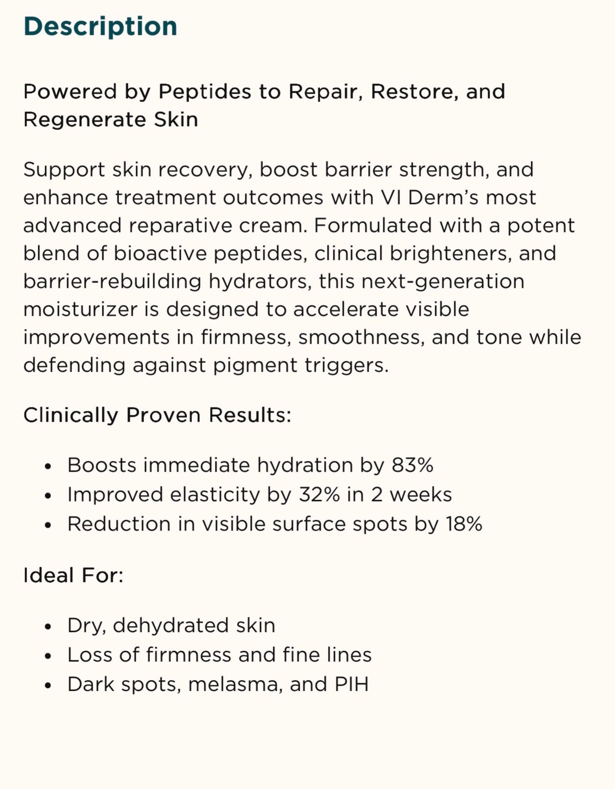 VI Derm Growth Repair Cream | Anti-Aging & Skin Barrier Repair Moisturizer